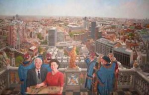 Panorama of the Modern City of London by Jeffrey Morgan, with Bankes in foreground, partly hidden.