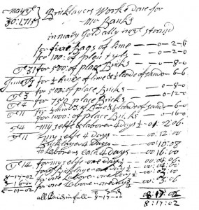 John Bankes - Bricklayer's Bill, 1715